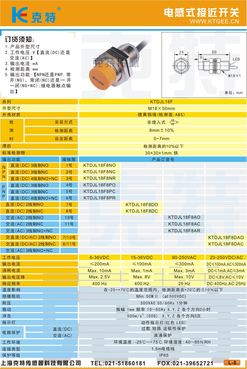 M18非埋入防水接近开关